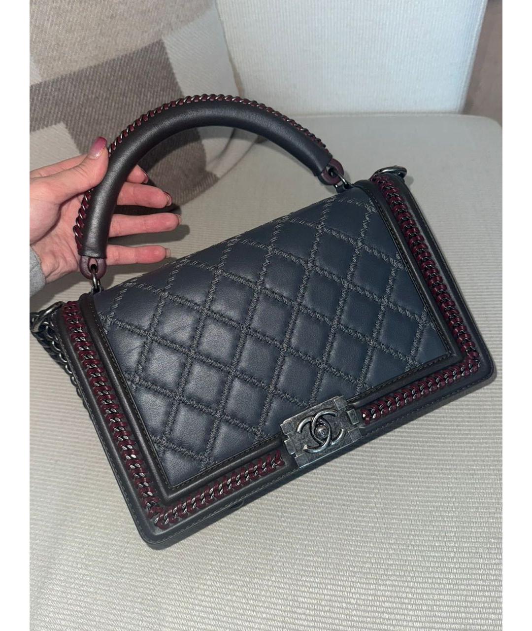 CHANEL Темно-синяя кожаная сумка через плечо, фото 9