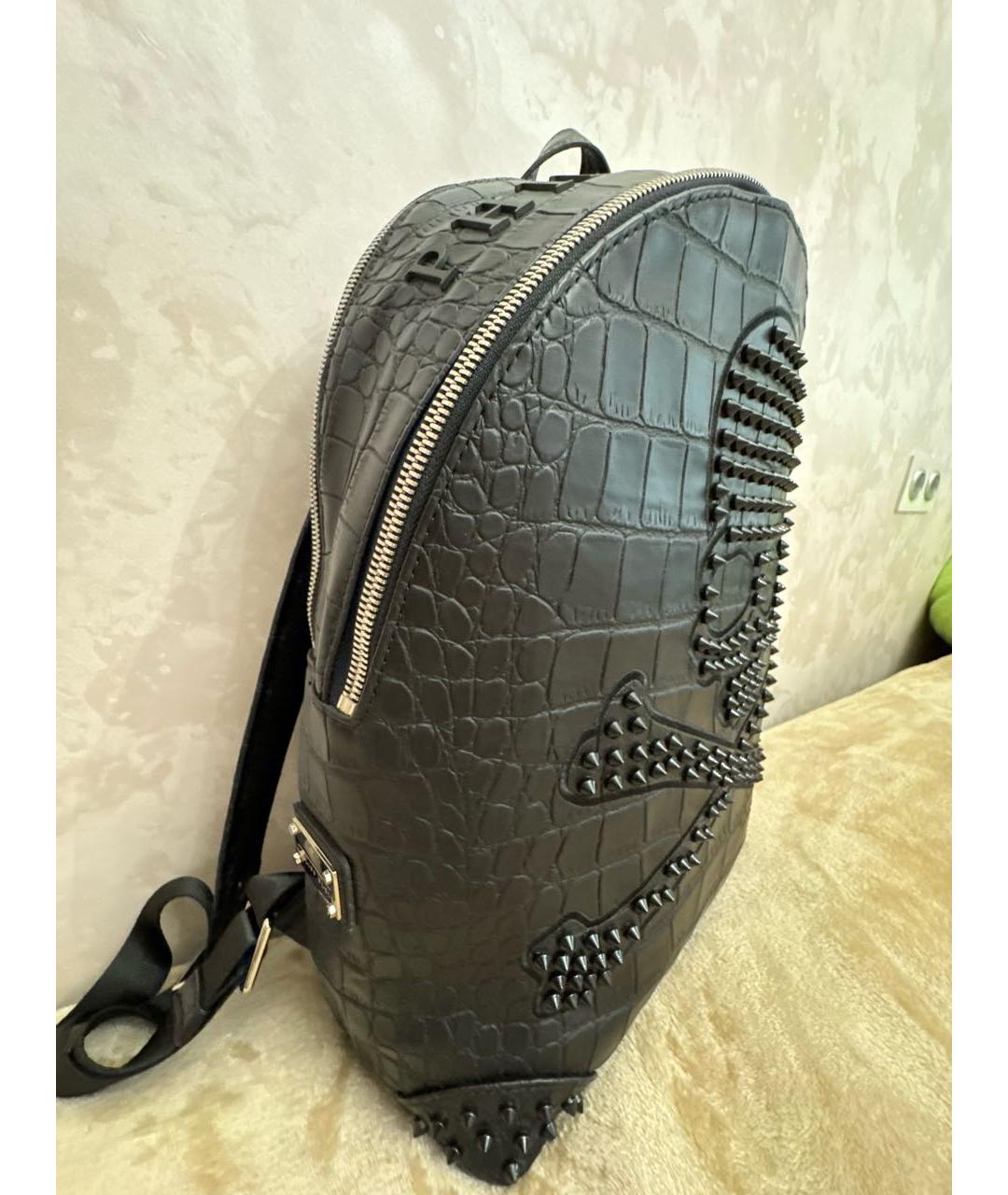 PHILIPP PLEIN Черный кожаный рюкзак, фото 2