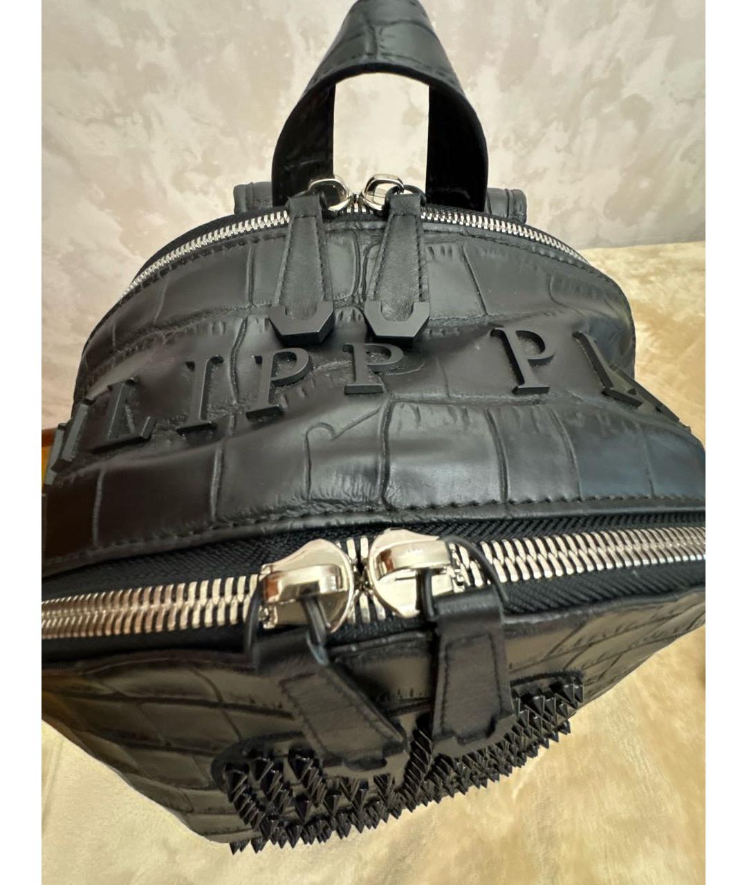 PHILIPP PLEIN Черный кожаный рюкзак, фото 6