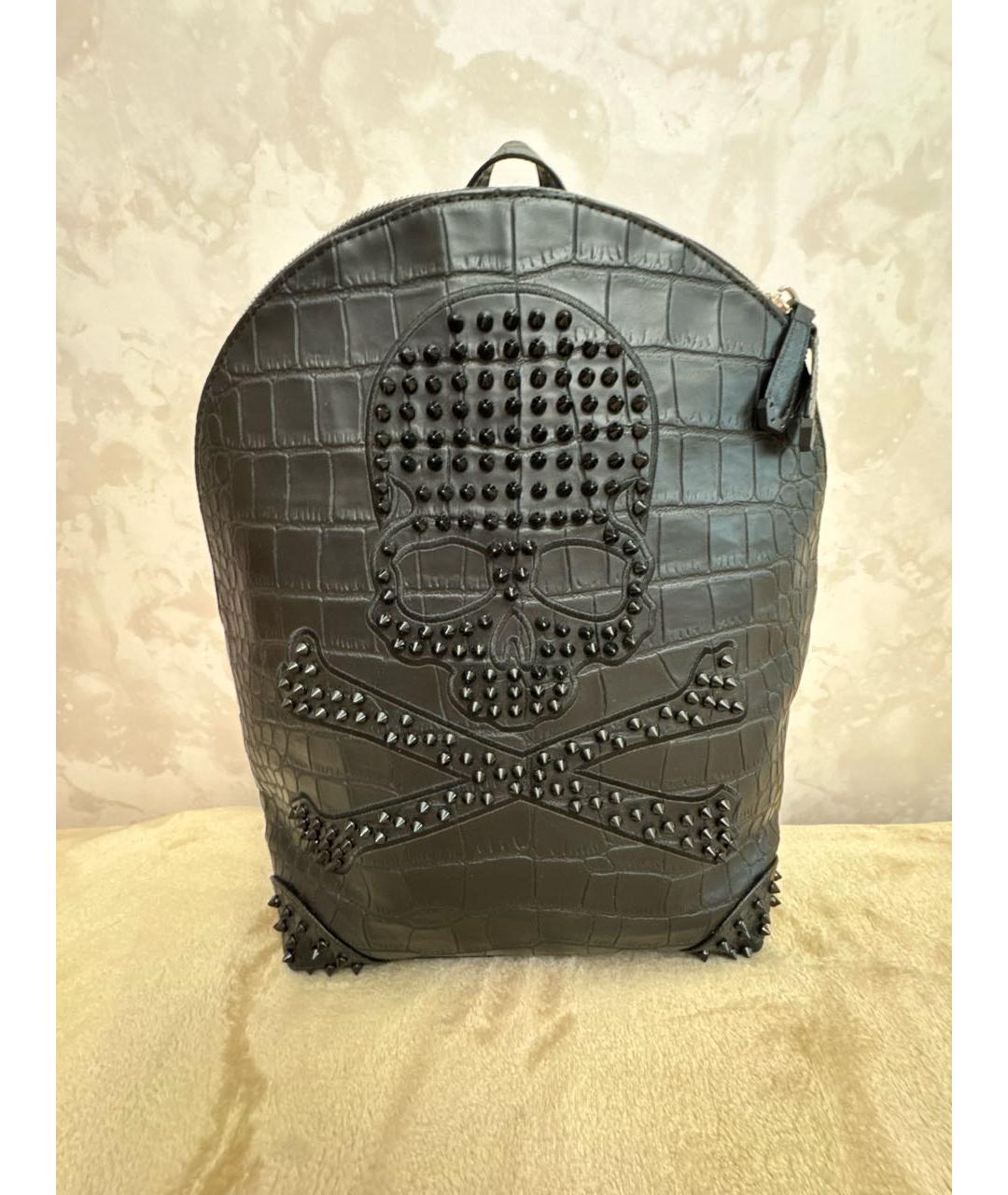 PHILIPP PLEIN Черный кожаный рюкзак, фото 9