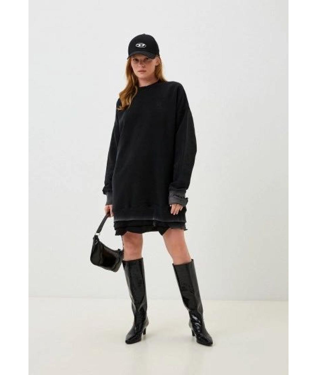 DIESEL Черное хлопковое повседневное платье, фото 8