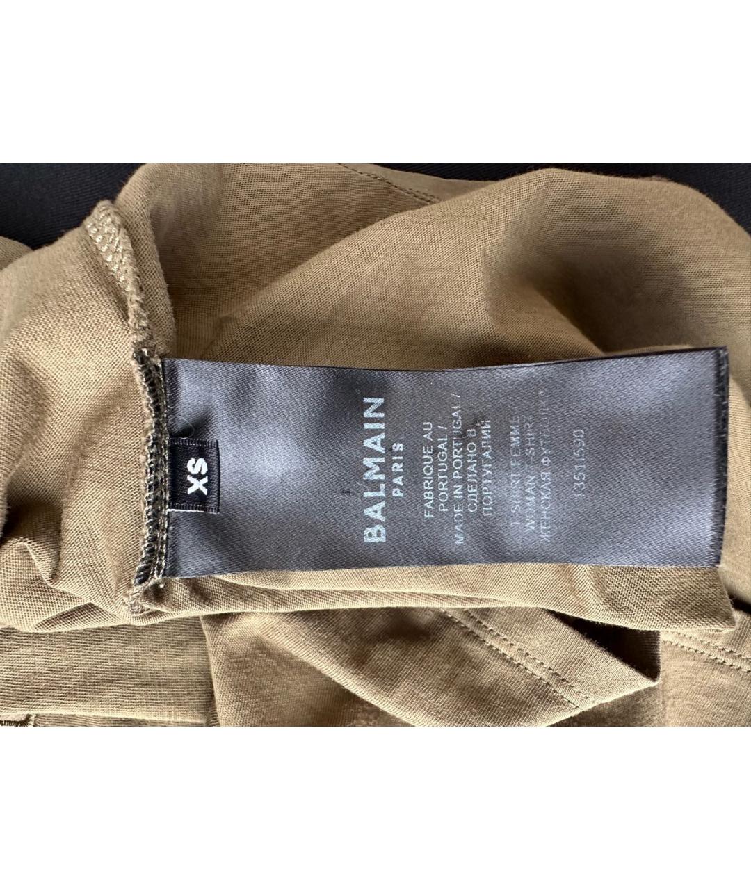BALMAIN Хаки хлопковая футболка, фото 6