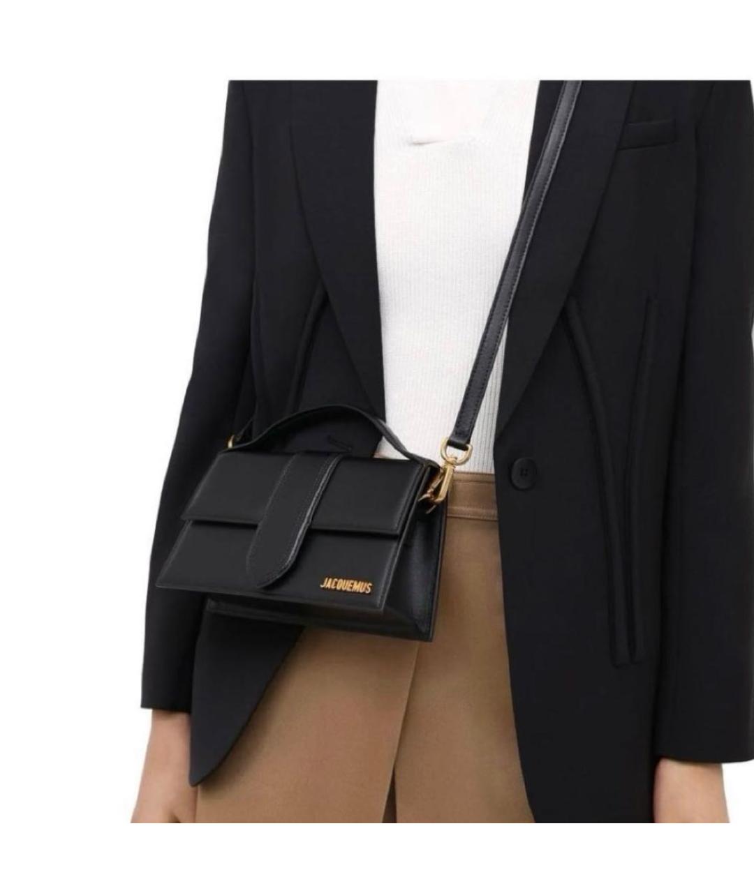 JACQUEMUS Черная кожаная сумка с короткими ручками, фото 8