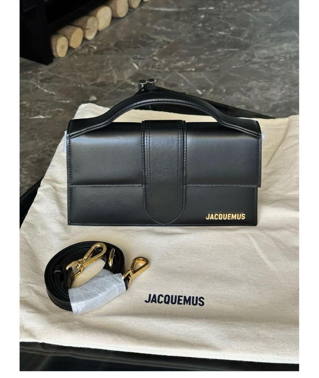 JACQUEMUS Черная кожаная сумка с короткими ручками, фото 2