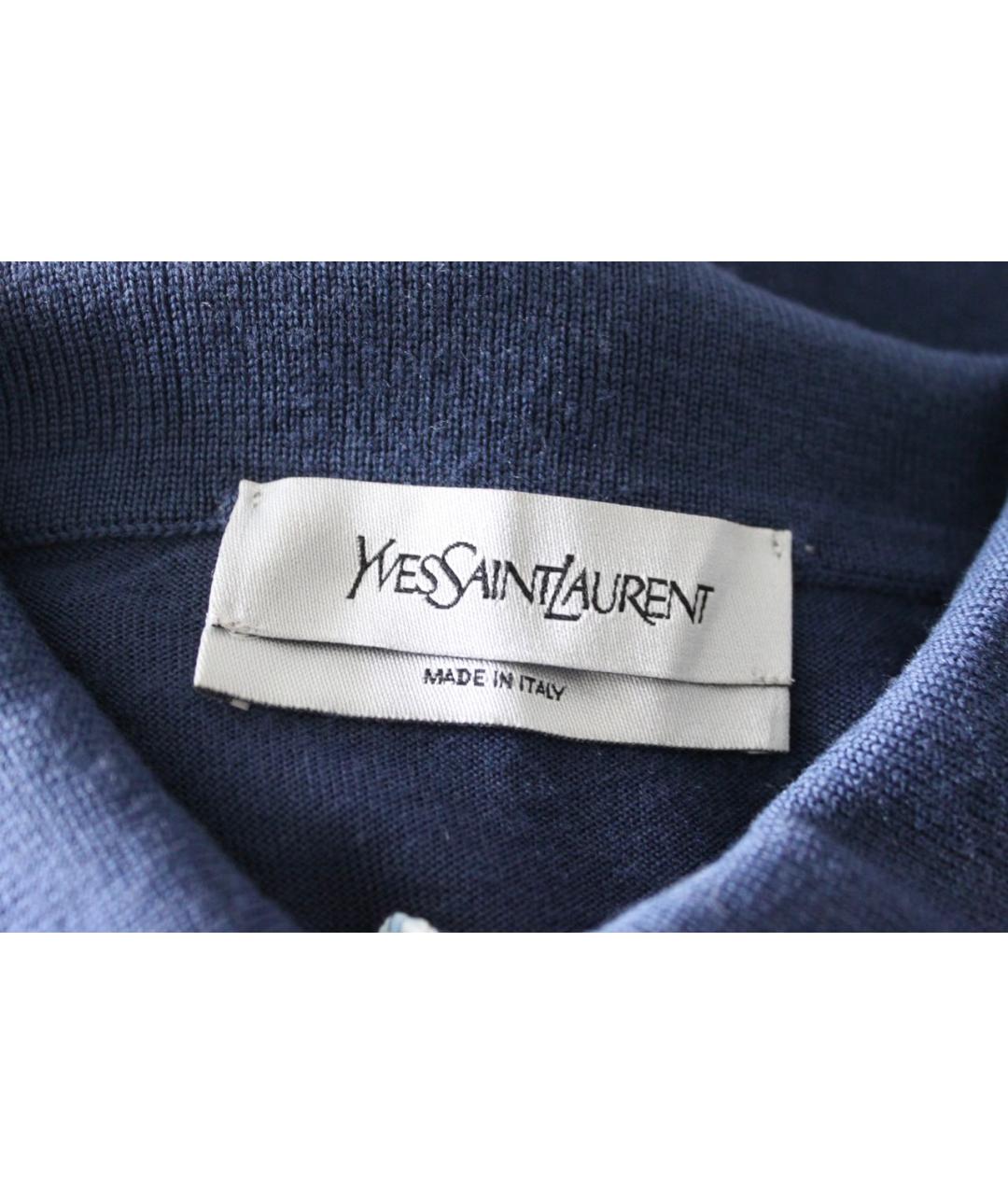 SAINT LAURENT Темно-синее шерстяное повседневное платье, фото 4