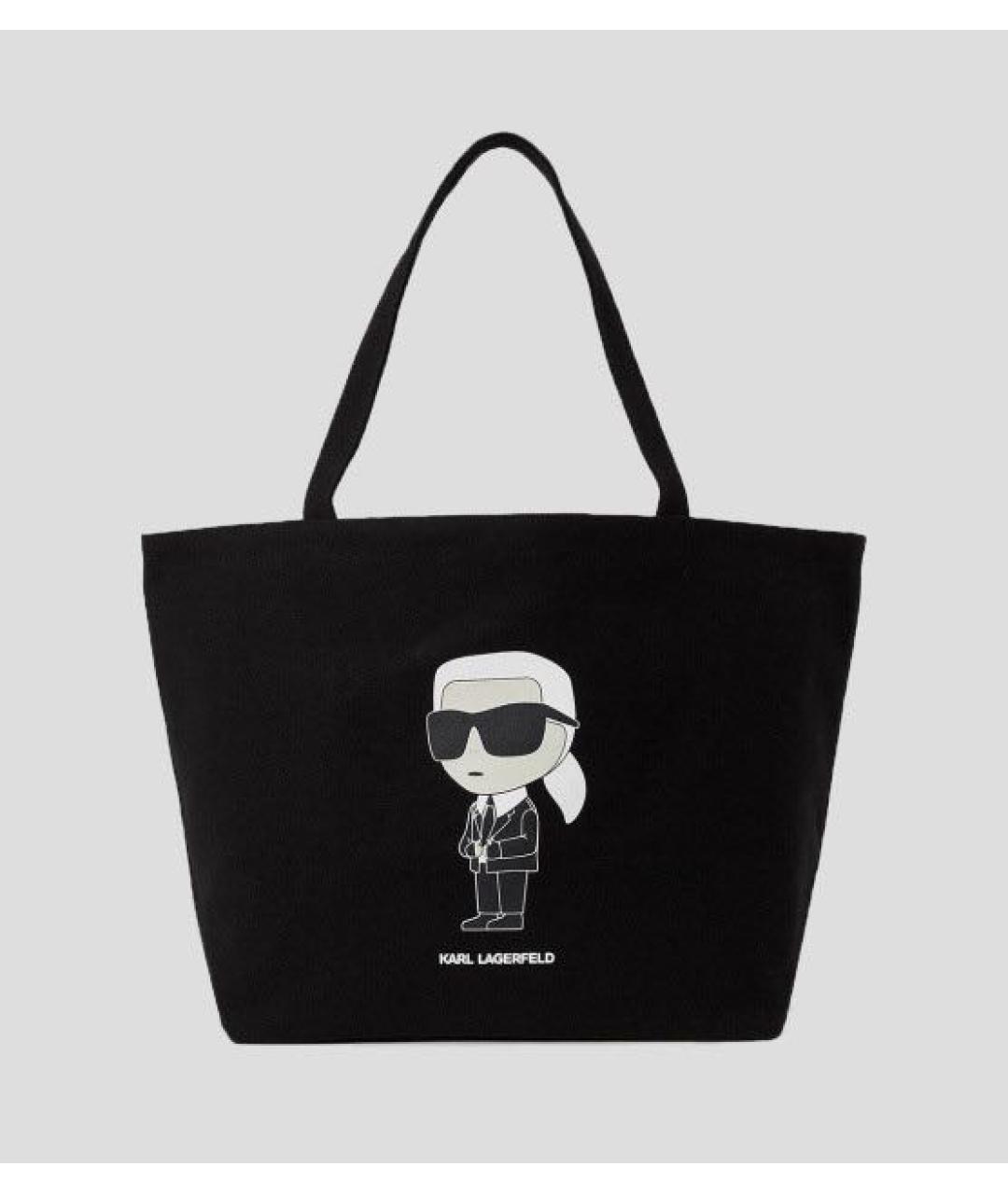 KARL LAGERFELD Черная хлопковая пляжная сумка, фото 5