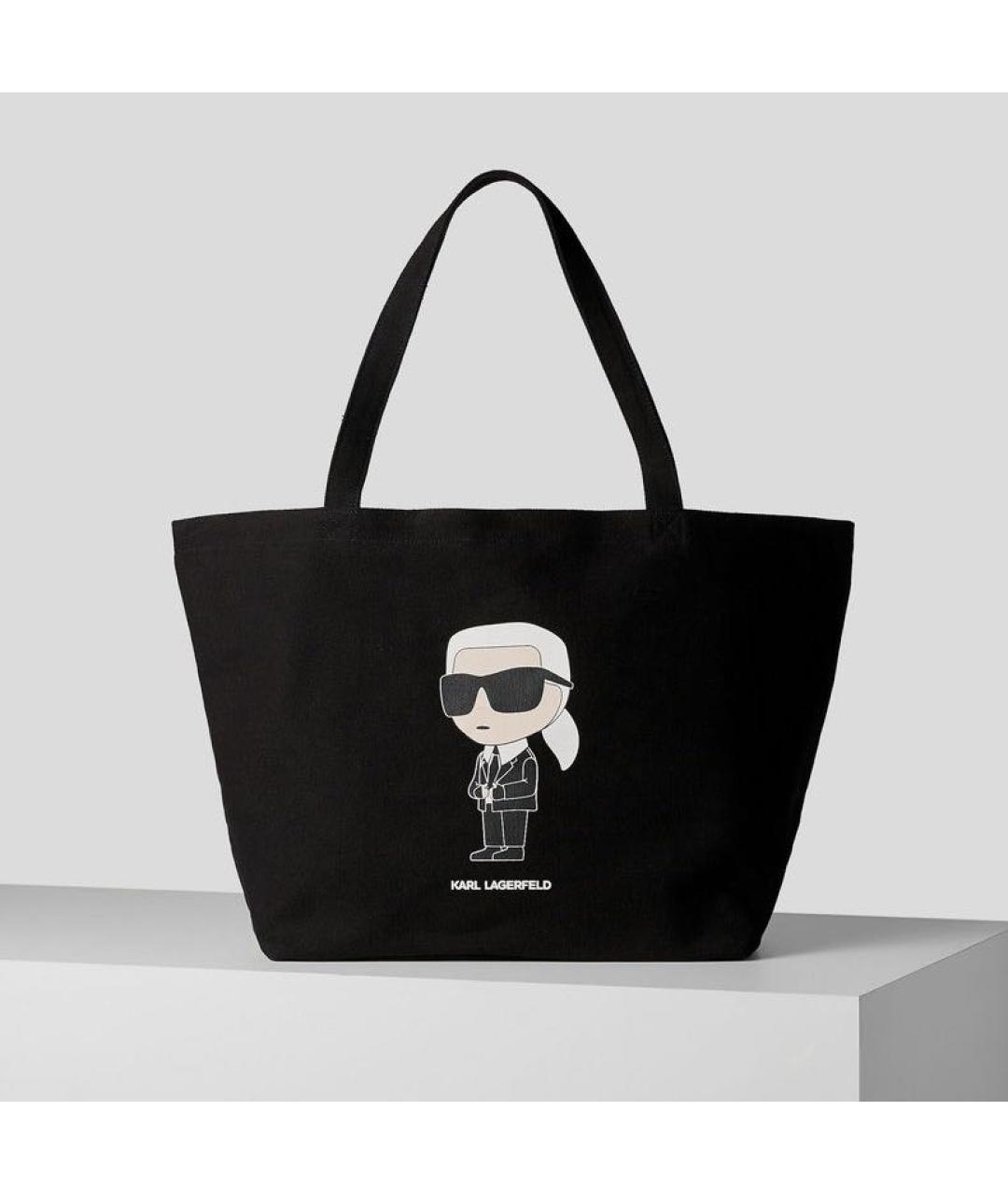 KARL LAGERFELD Черная хлопковая пляжная сумка, фото 2