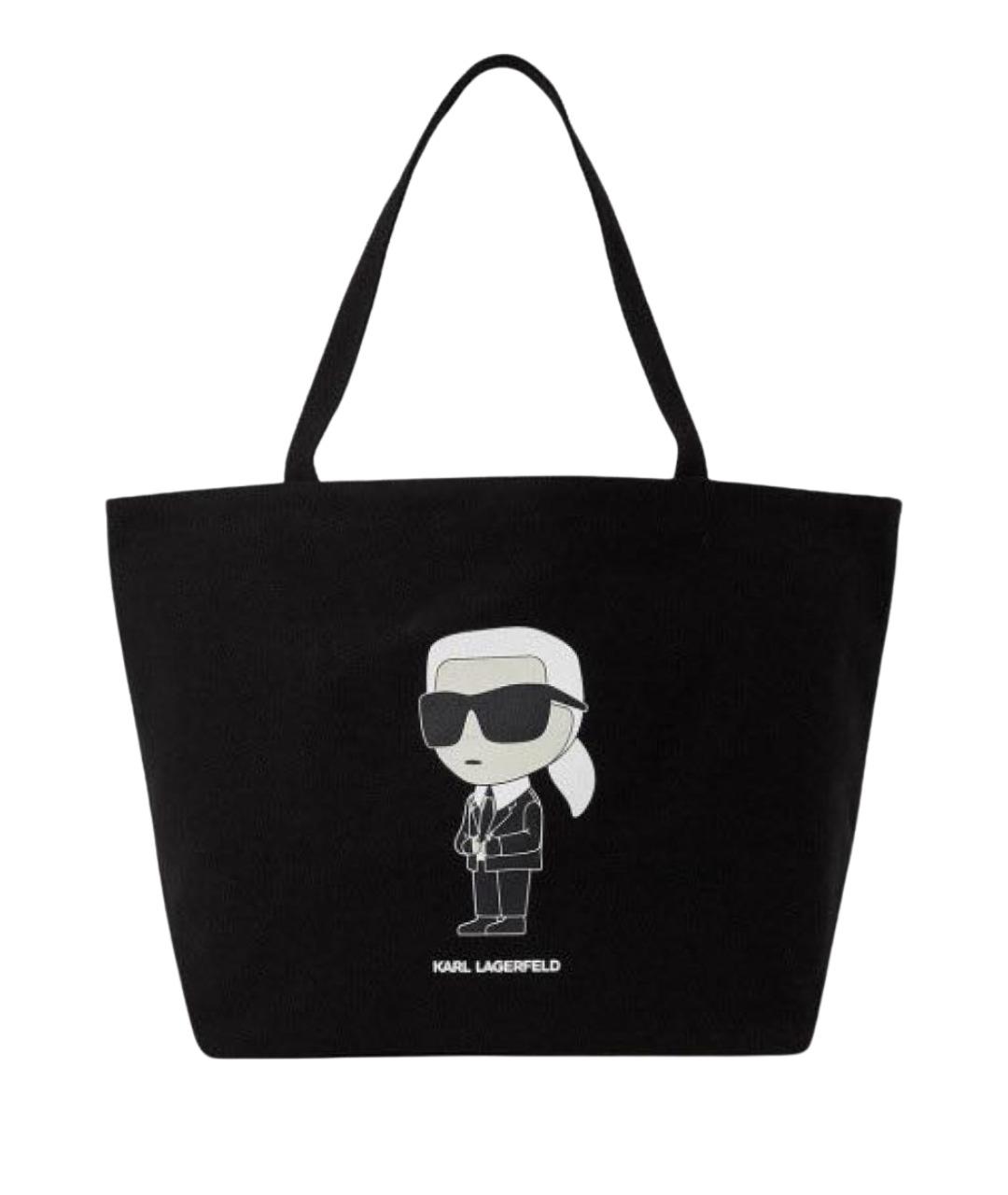 KARL LAGERFELD Черная хлопковая пляжная сумка, фото 1