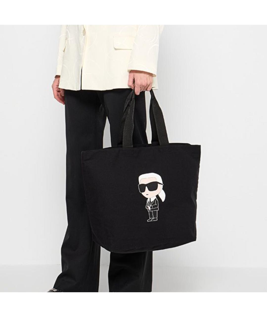 KARL LAGERFELD Черная хлопковая пляжная сумка, фото 4