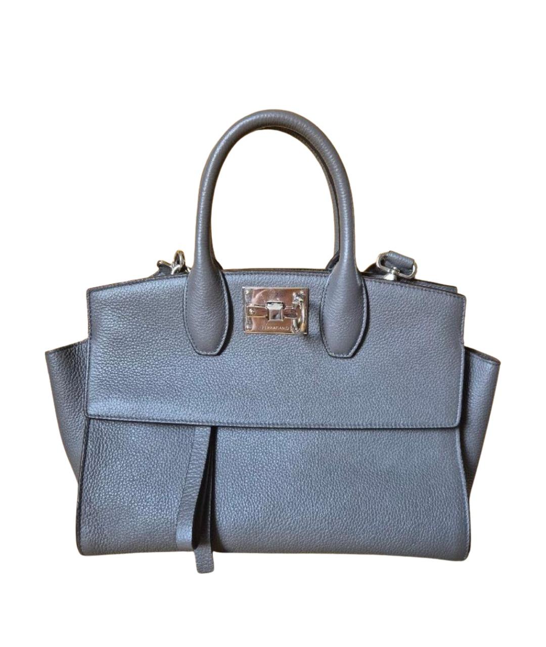 FERRAGAMO Антрацитовая кожаная сумка через плечо, фото 1