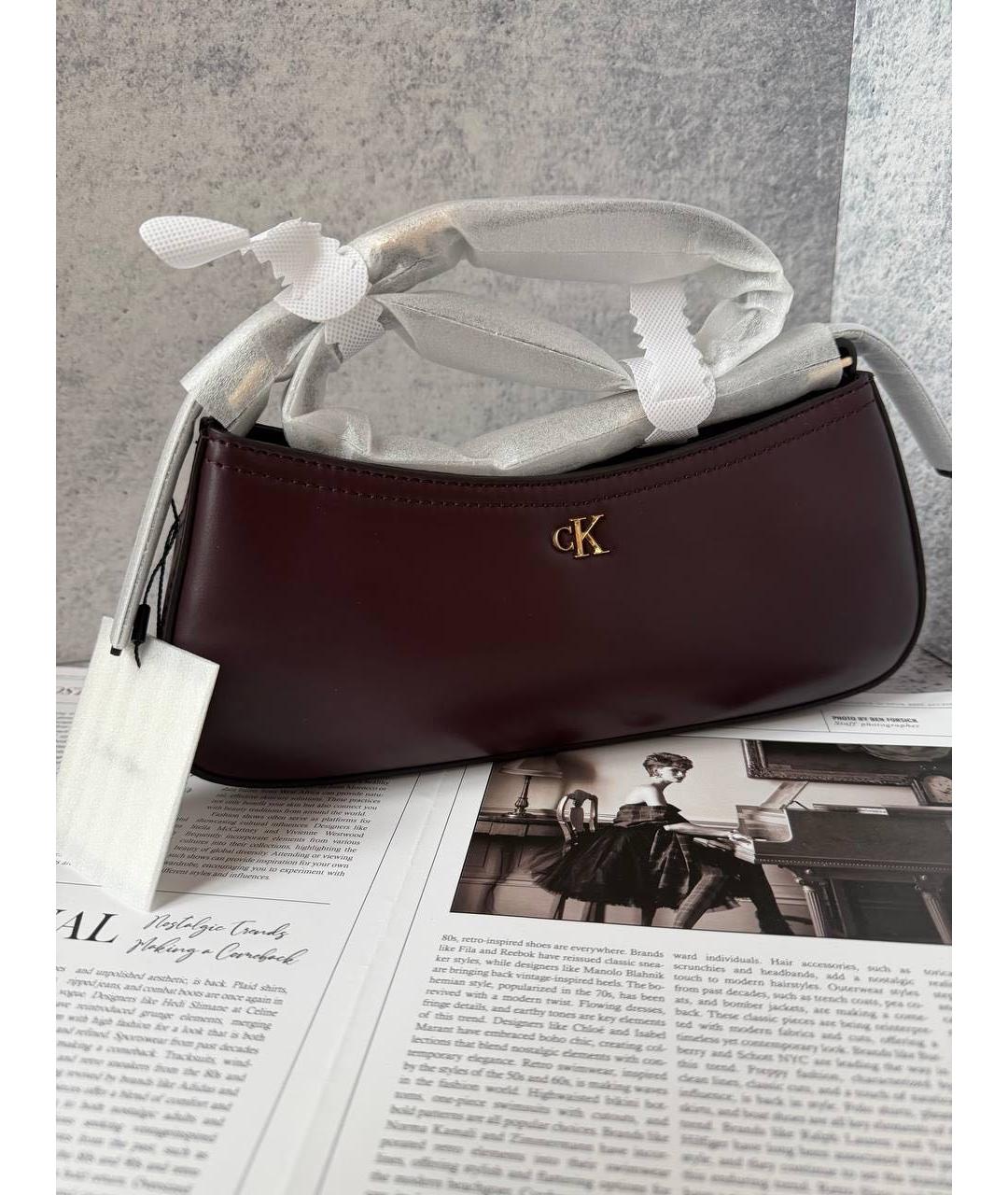 CALVIN KLEIN Бордовая сумка через плечо из искусственной кожи, фото 3
