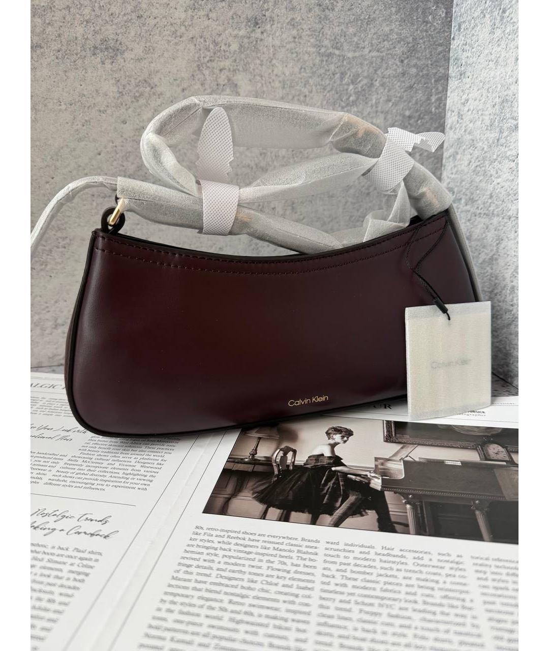 CALVIN KLEIN Бордовая сумка через плечо из искусственной кожи, фото 4
