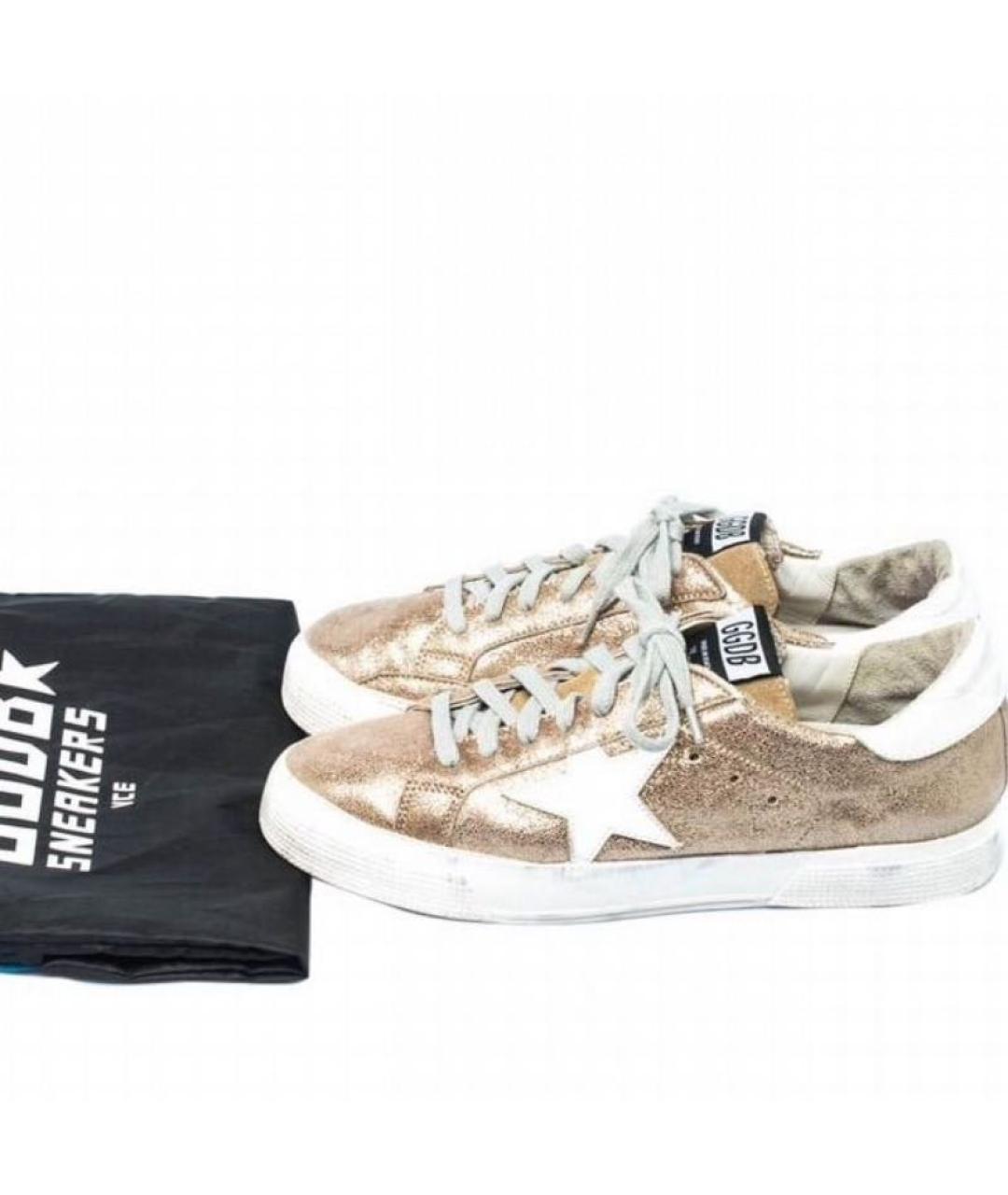 GOLDEN GOOSE DELUXE BRAND Золотые кожаные кеды, фото 5