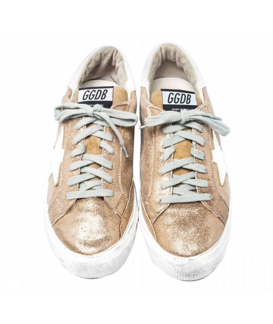 GOLDEN GOOSE DELUXE BRAND Золотые кожаные кеды, фото 2