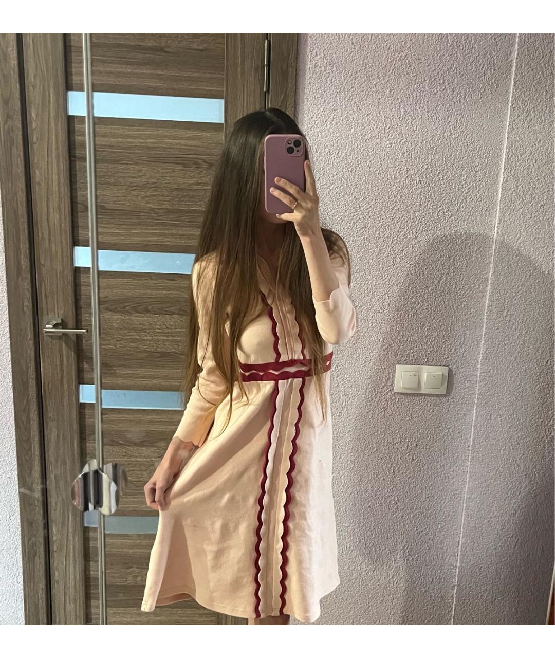 ELISABETTA FRANCHI Коралловое вискозное повседневное платье, фото 3