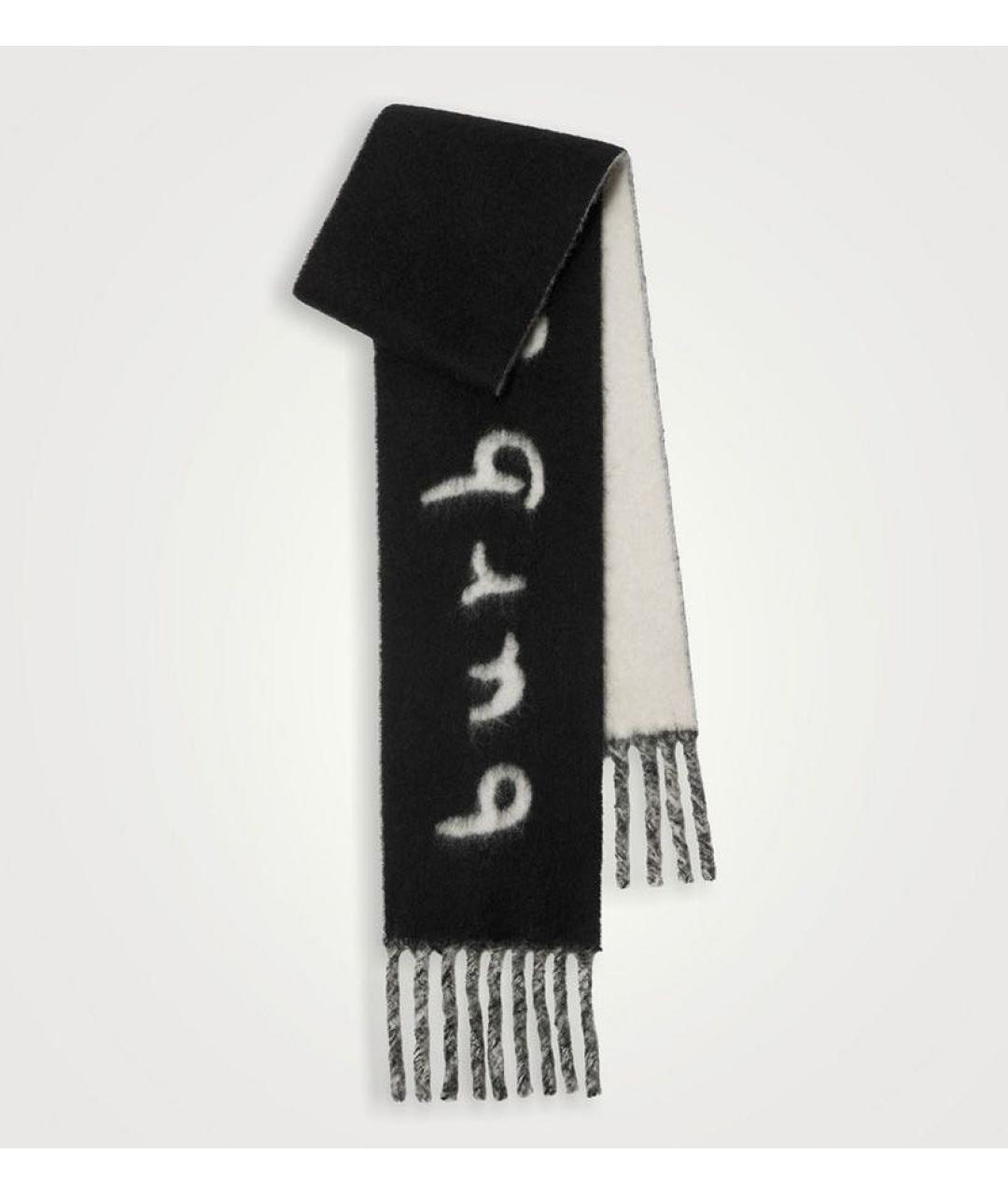 BURBERRY Черный шерстяной шарф, фото 3
