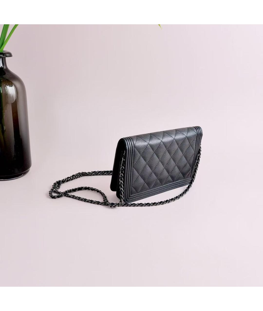 CHANEL Черная кожаная сумка через плечо, фото 6