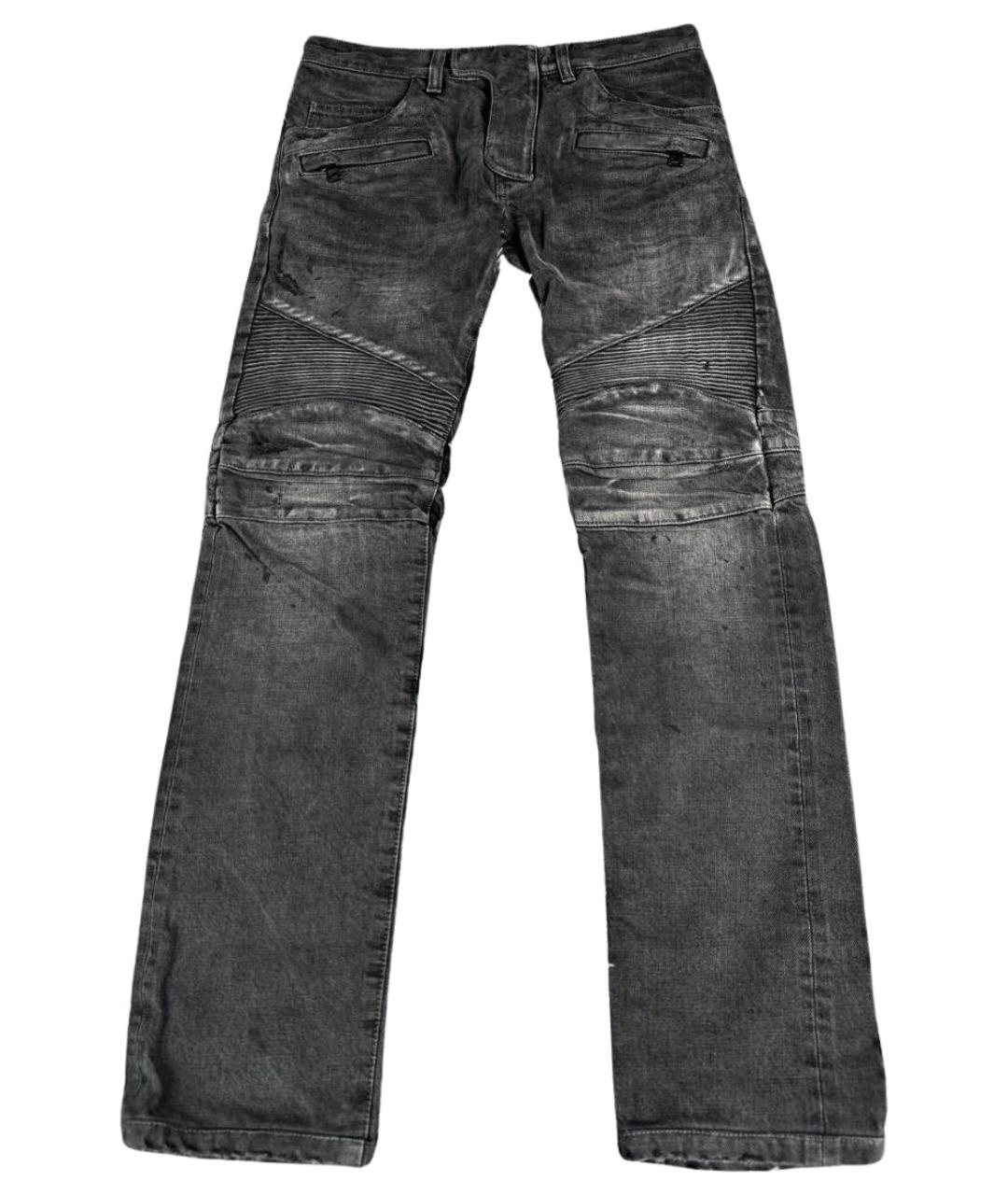 BALMAIN Антрацитовые хлопковые прямые джинсы, фото 1