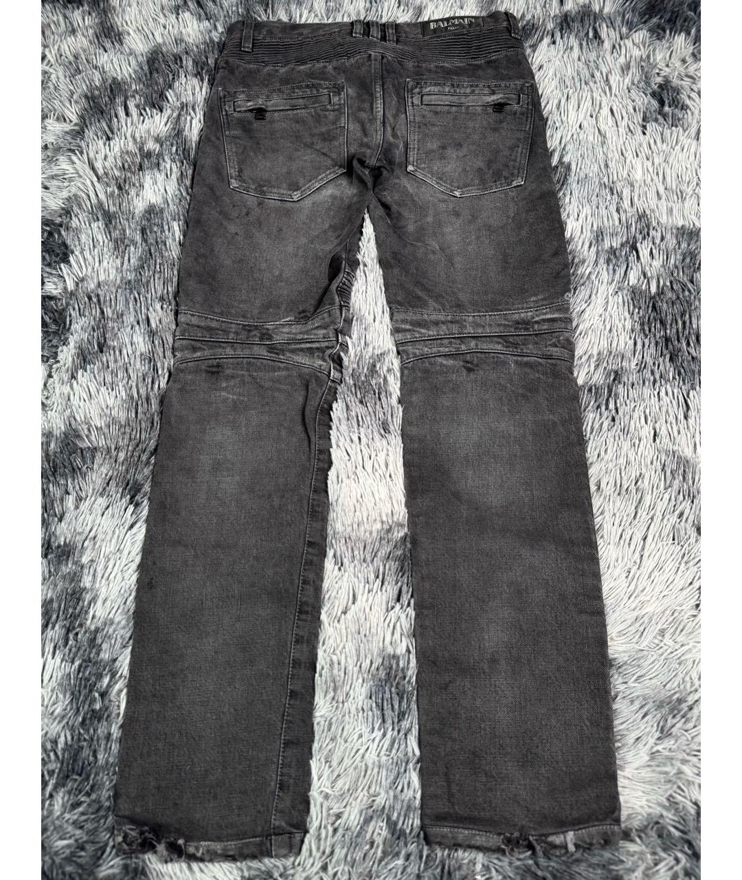 BALMAIN Антрацитовые хлопковые прямые джинсы, фото 2