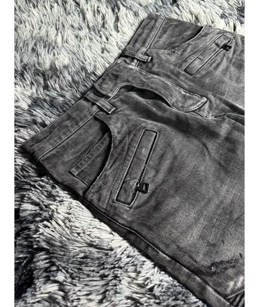 BALMAIN Антрацитовые хлопковые прямые джинсы, фото 3