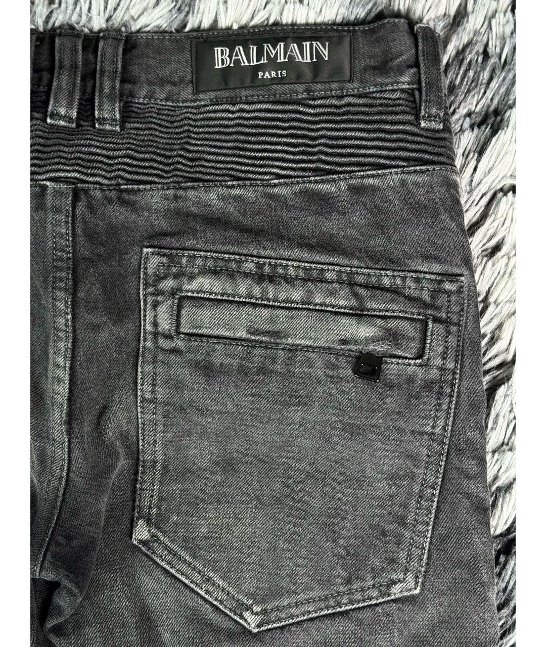 BALMAIN Антрацитовые хлопковые прямые джинсы, фото 5