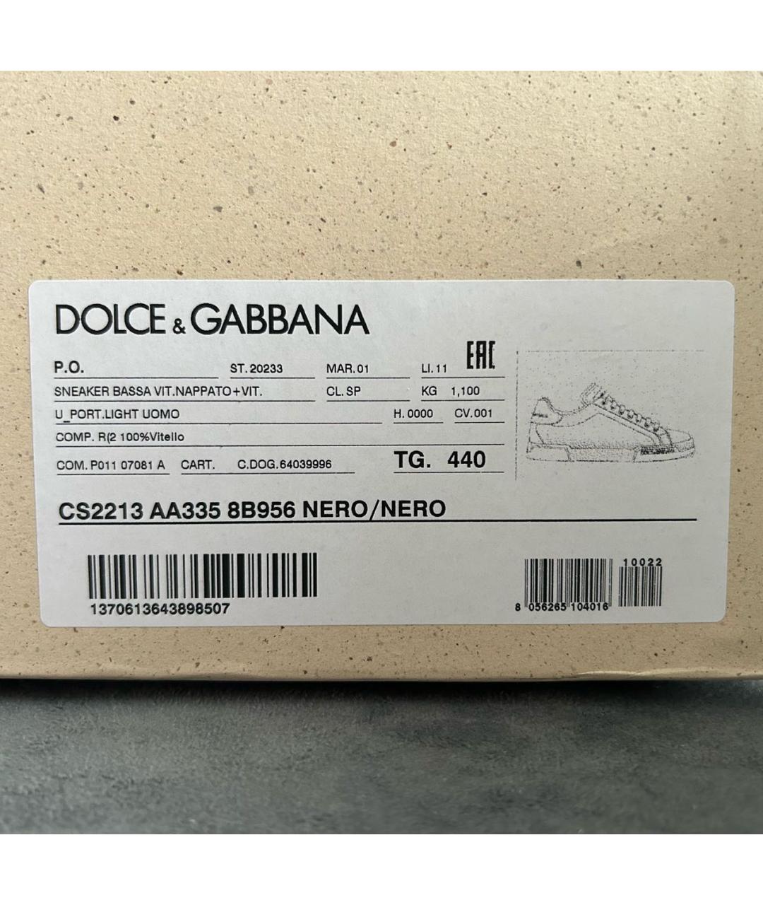 DOLCE&GABBANA Черные кожаные низкие кроссовки / кеды, фото 5