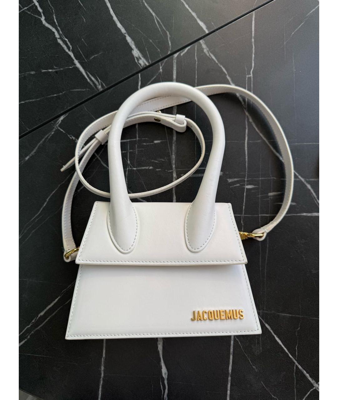 JACQUEMUS Белая кожаная сумка через плечо, фото 8