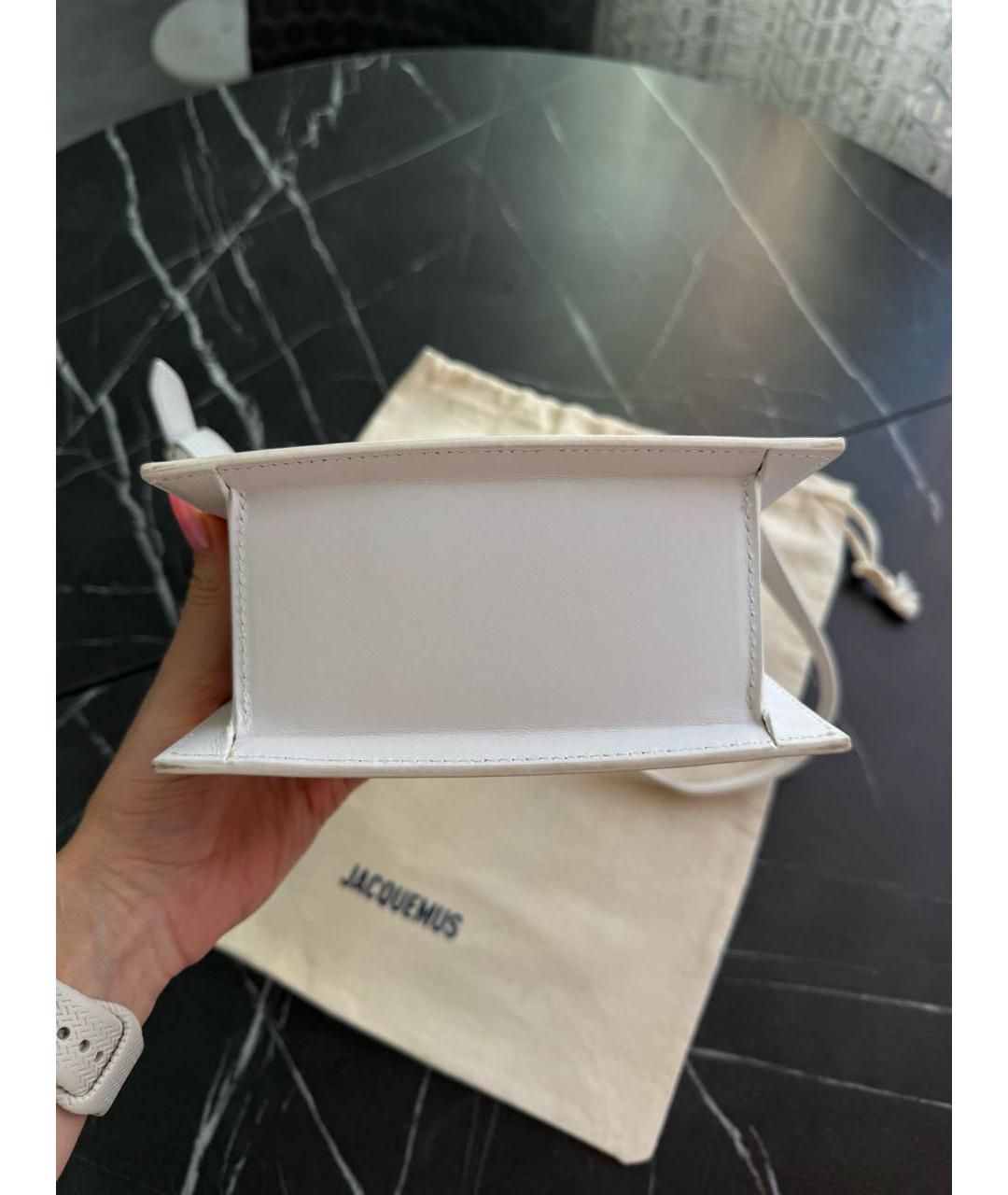 JACQUEMUS Белая кожаная сумка через плечо, фото 3