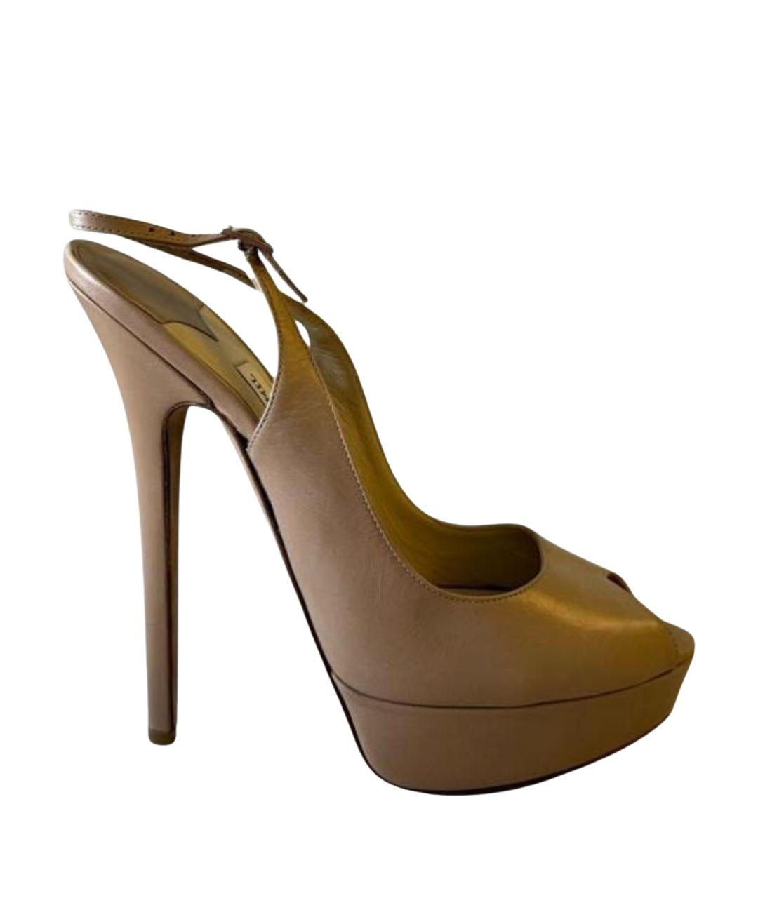 JIMMY CHOO Бежевые кожаные босоножки, фото 1