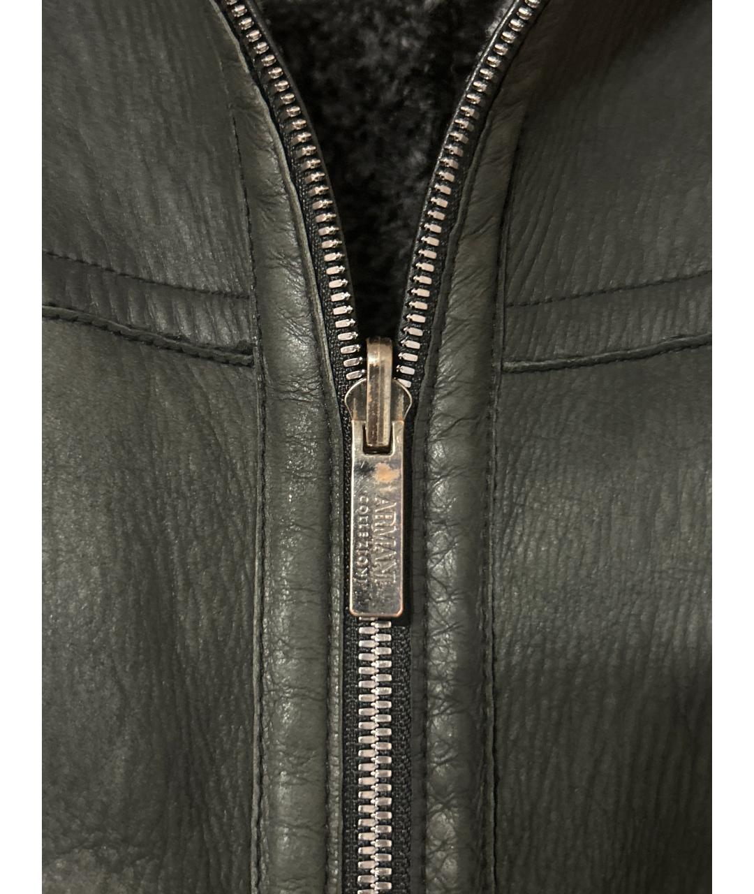 ARMANI COLLEZIONI Серая кожаная дубленка/шуба, фото 4