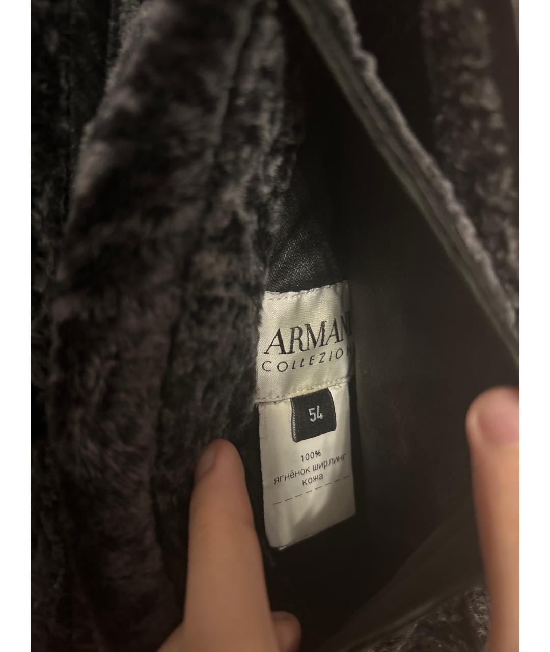 ARMANI COLLEZIONI Серая кожаная дубленка/шуба, фото 5