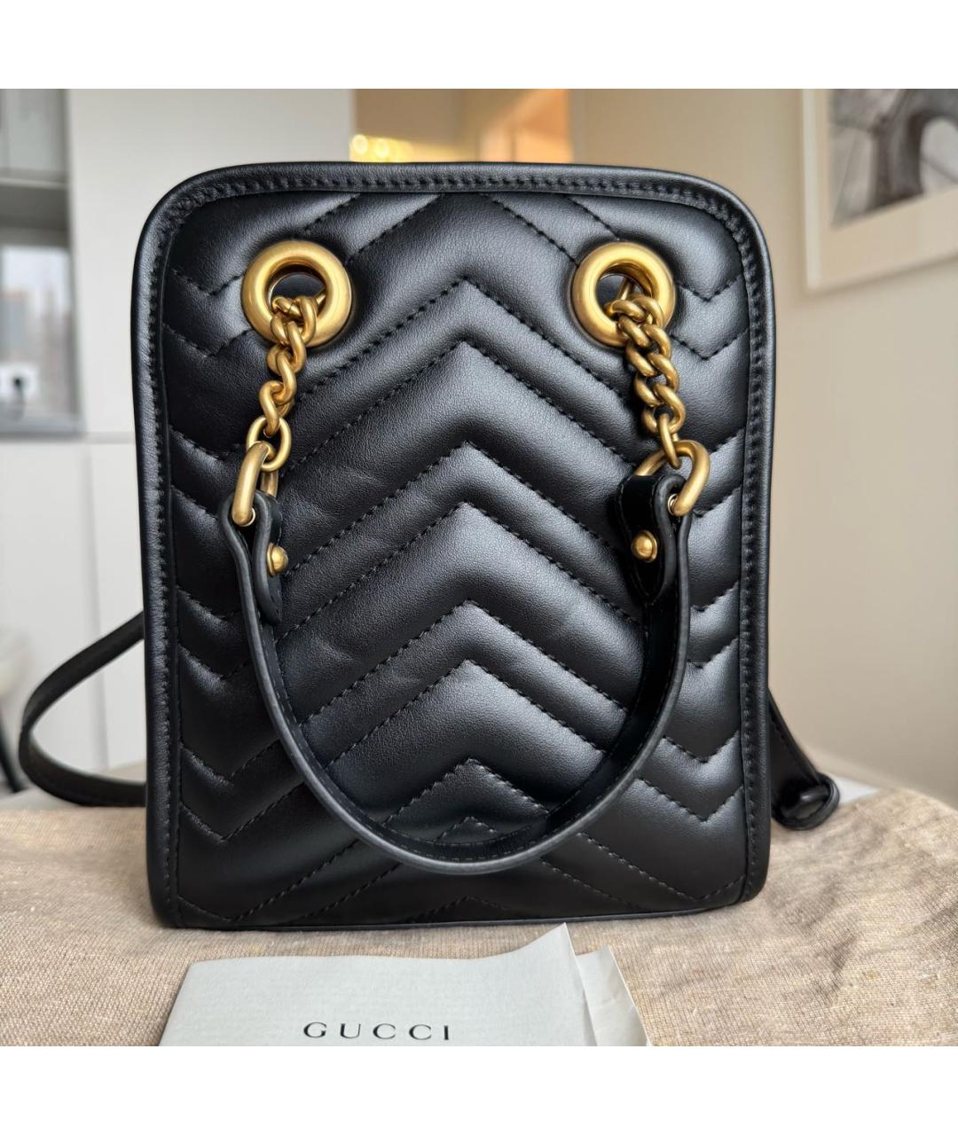 GUCCI Черная кожаная сумка с короткими ручками, фото 3