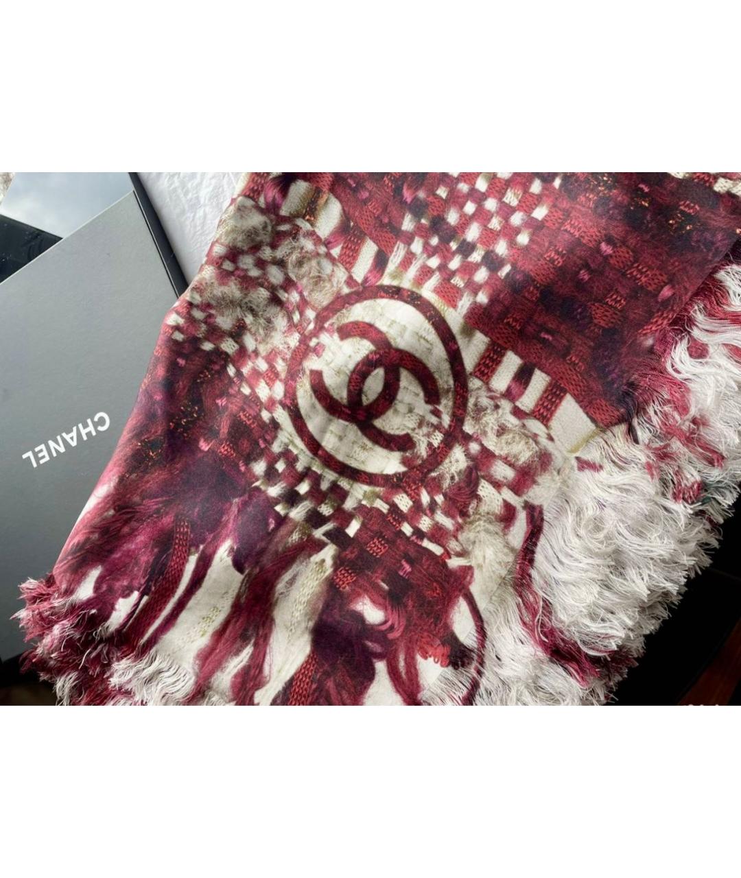 CHANEL Бордовый шелковый платок, фото 2