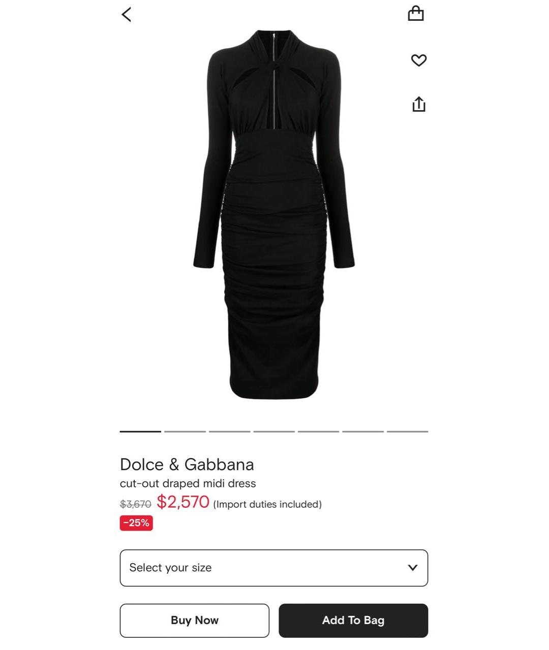 DOLCE&GABBANA Черное коктейльное платье, фото 2