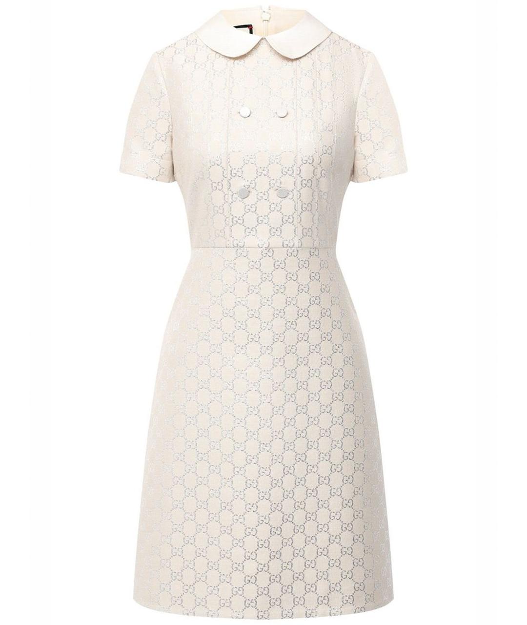 GUCCI Бежевое шерстяное коктейльное платье, фото 1