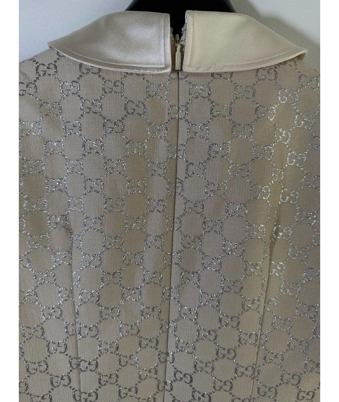 GUCCI Бежевое шерстяное коктейльное платье, фото 3
