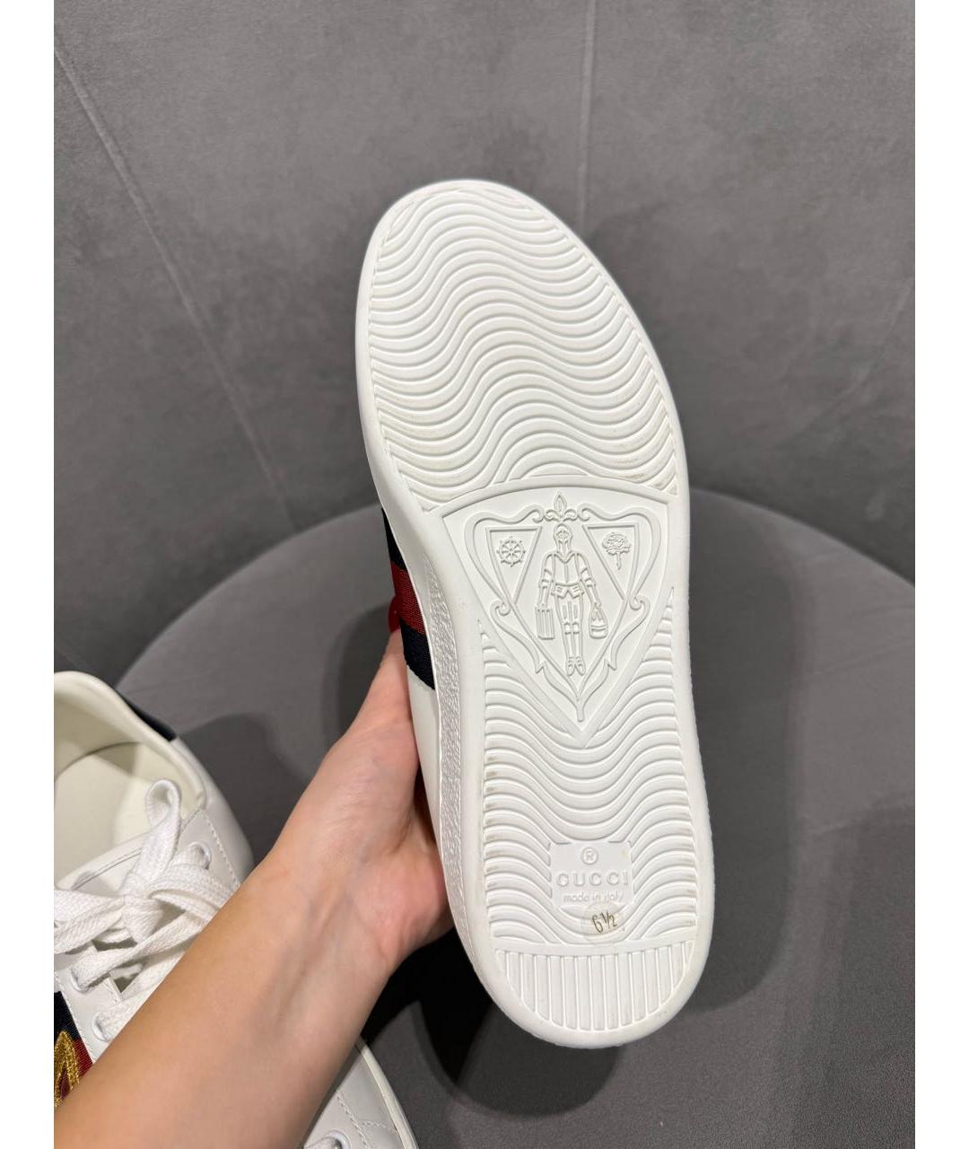 GUCCI Белые кожаные кеды, фото 5
