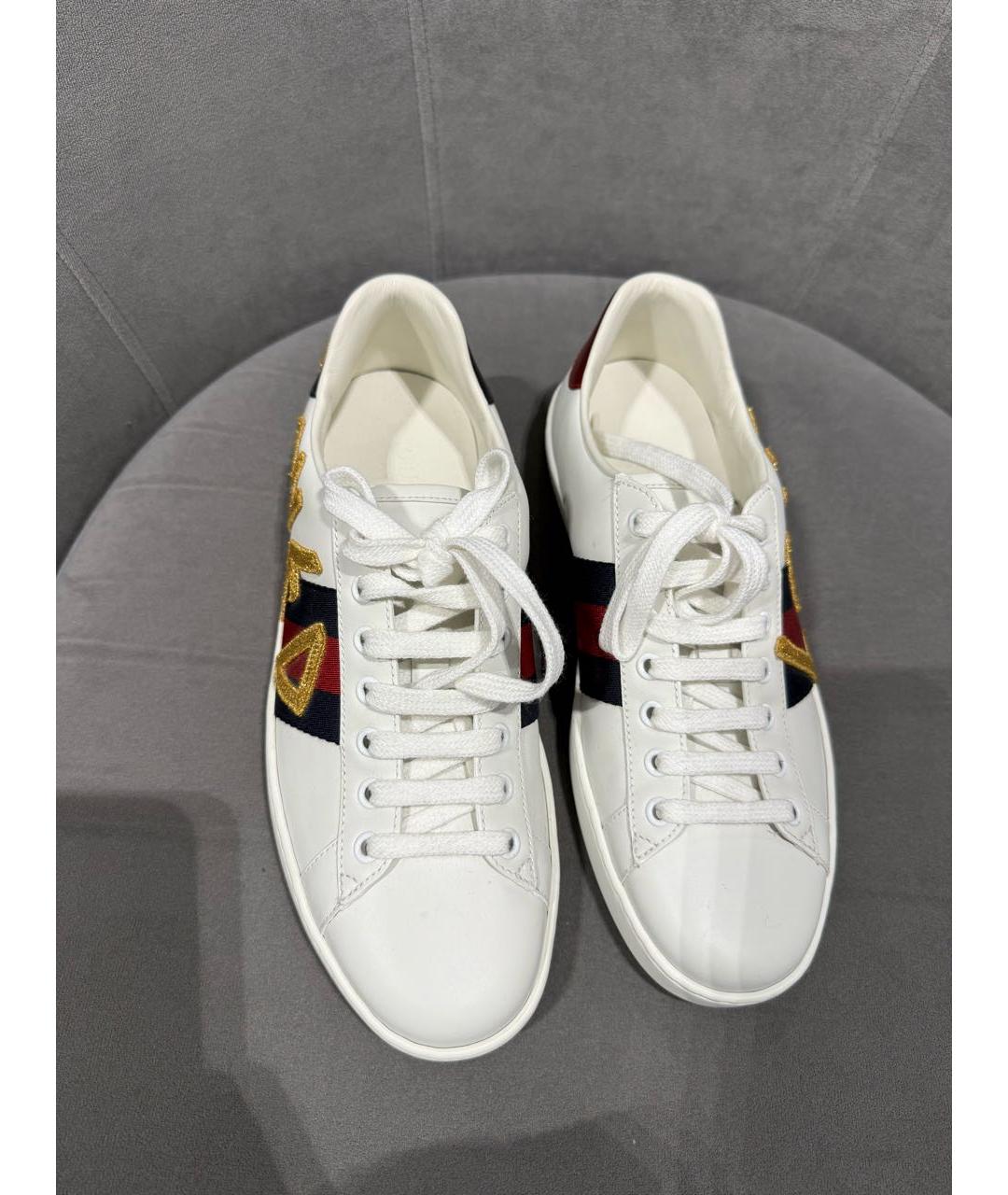 GUCCI Белые кожаные кеды, фото 4