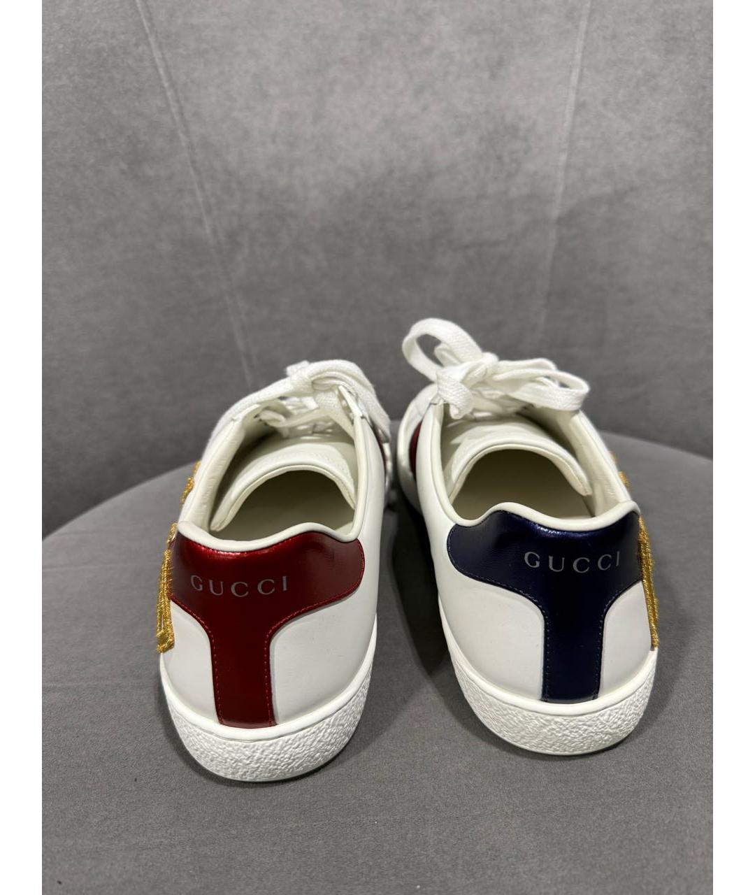 GUCCI Белые кожаные кеды, фото 2