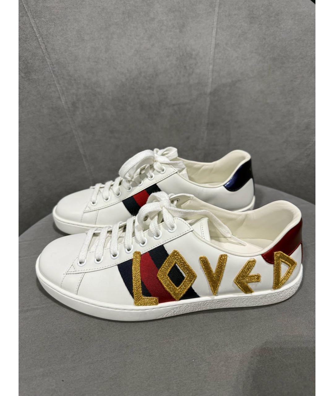 GUCCI Белые кожаные кеды, фото 3