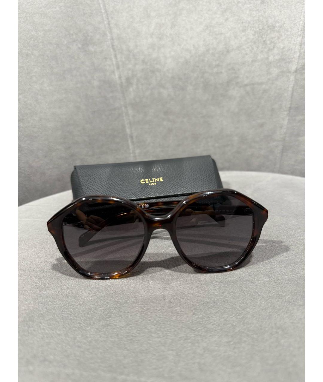 CELINE Коричневые пластиковые солнцезащитные очки, фото 2