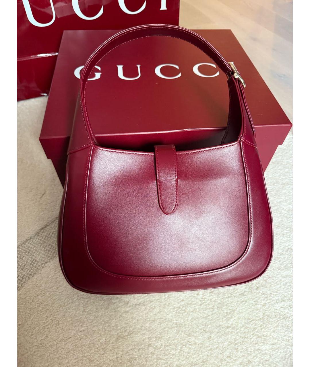 GUCCI Бордовая кожаная сумка с короткими ручками, фото 3