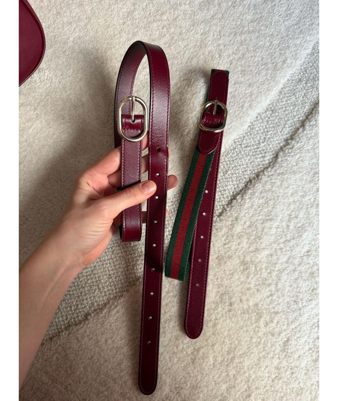 GUCCI Бордовая кожаная сумка с короткими ручками, фото 7