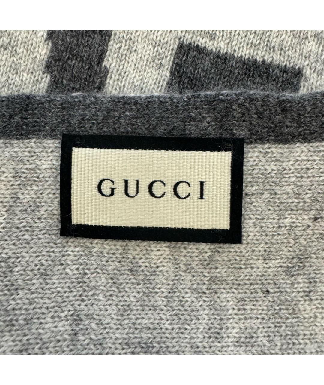 GUCCI Антрацитовый кашемировый шарф, фото 5