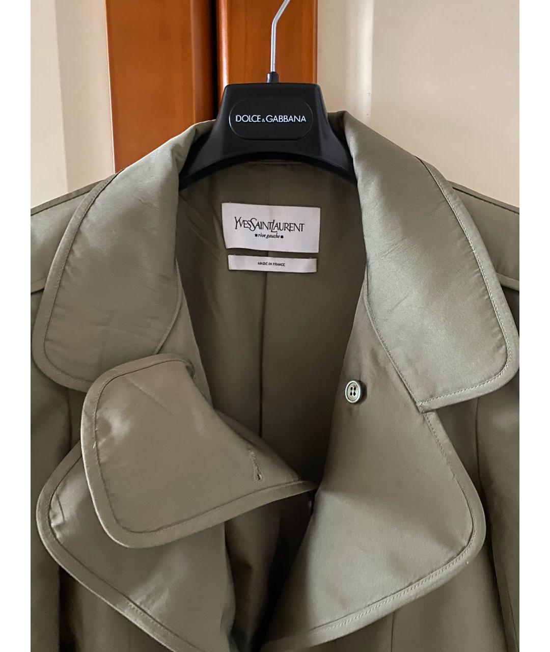 YVES SAINT LAURENT VINTAGE Хаки шелковая куртка, фото 2
