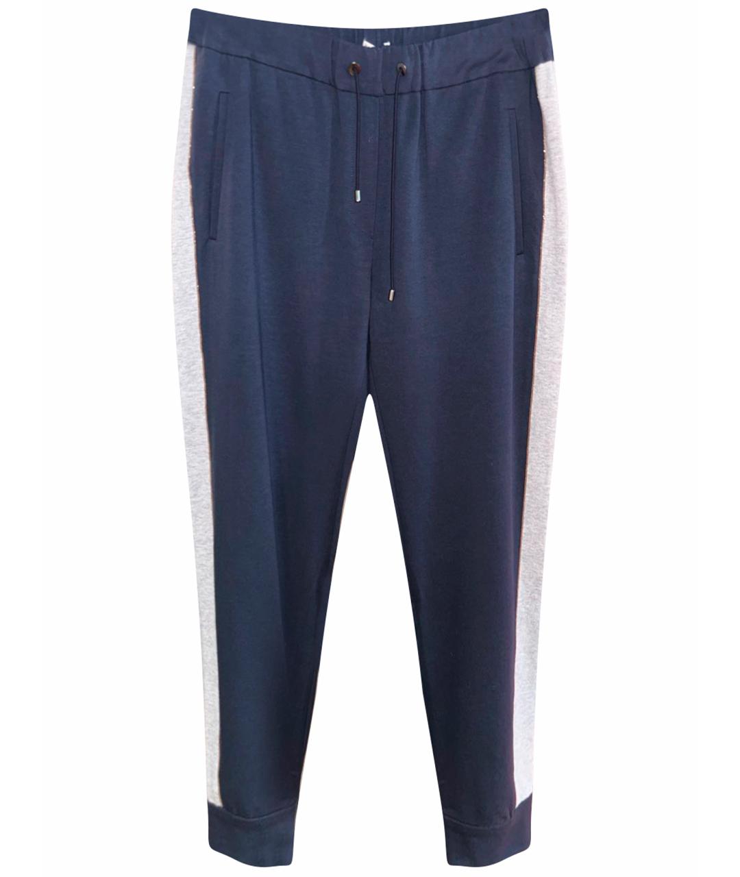 BRUNELLO CUCINELLI Синие хлопковые спортивные брюки и шорты, фото 1