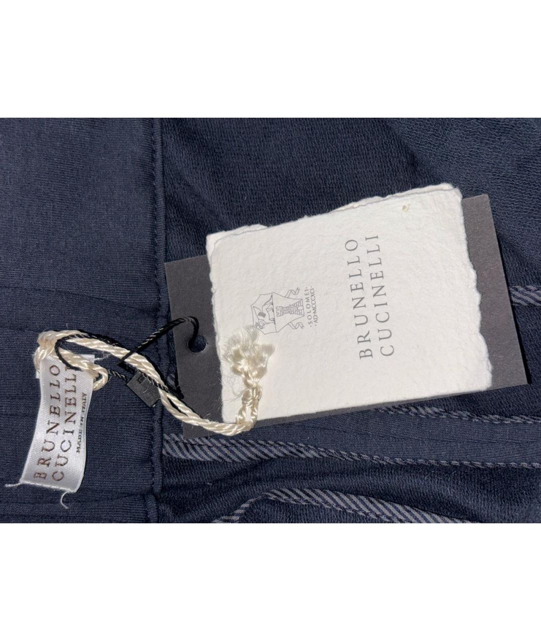 BRUNELLO CUCINELLI Синие хлопковые спортивные брюки и шорты, фото 3