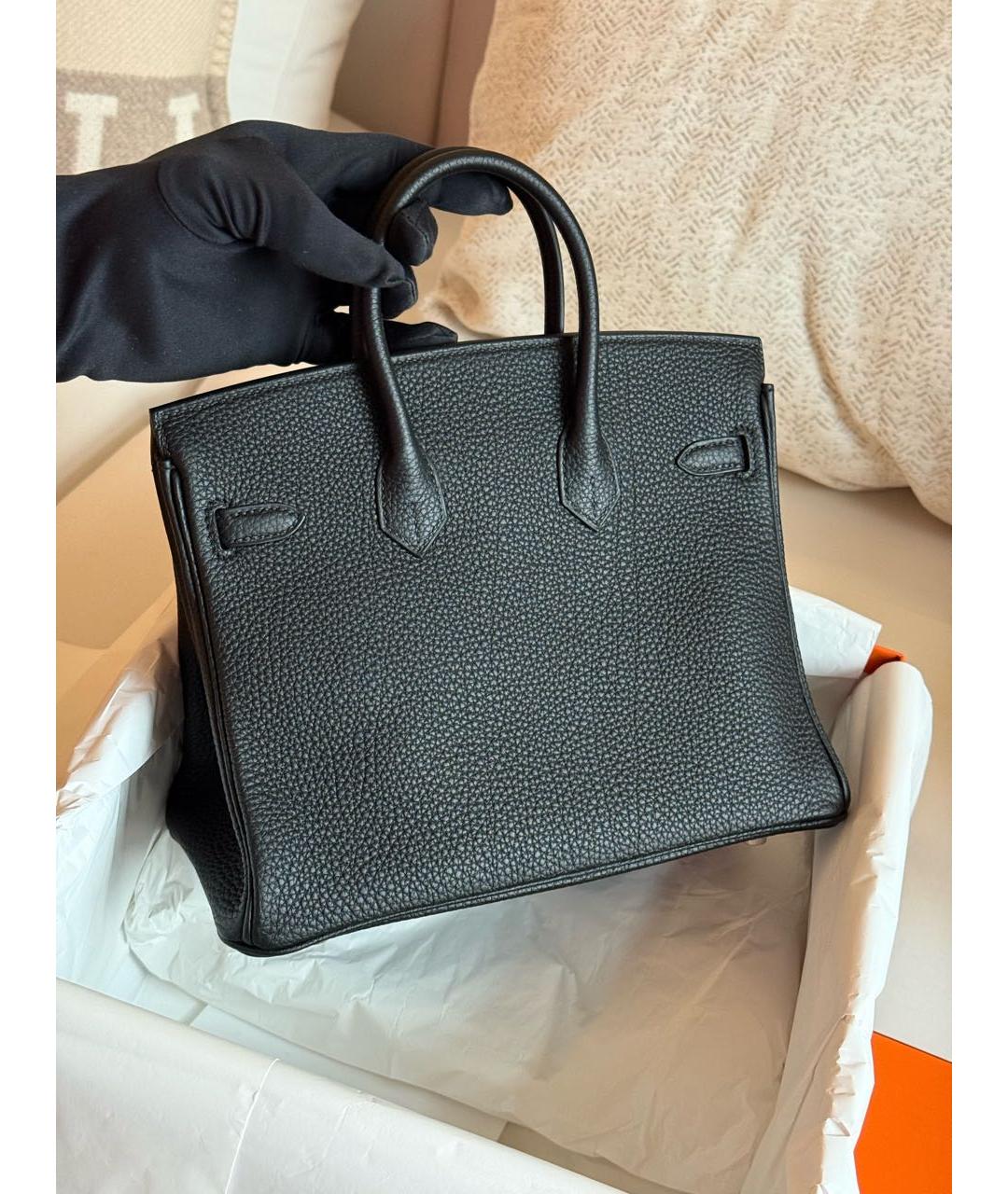 HERMES Черная кожаная сумка тоут, фото 3