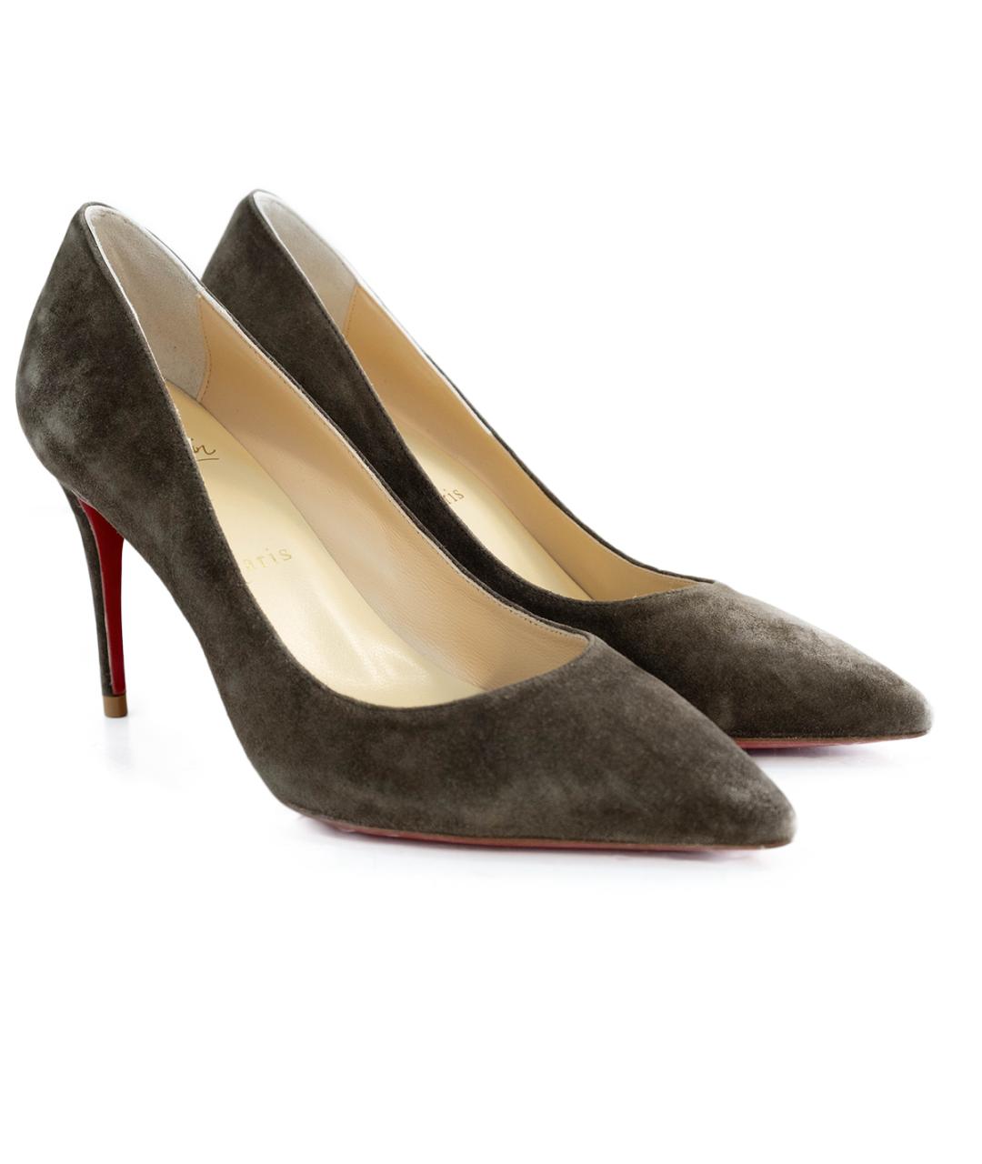 CHRISTIAN LOUBOUTIN Хаки замшевые туфли, фото 2