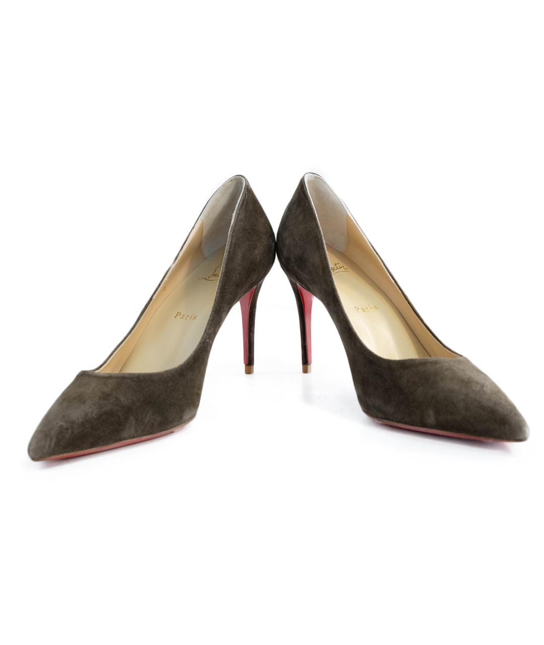 CHRISTIAN LOUBOUTIN Хаки замшевые туфли, фото 4